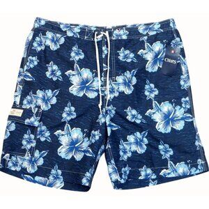 Ralph Lauren Chaps Mens Blue Floral Lined Swim Trunks Boardshorts NEW Medium